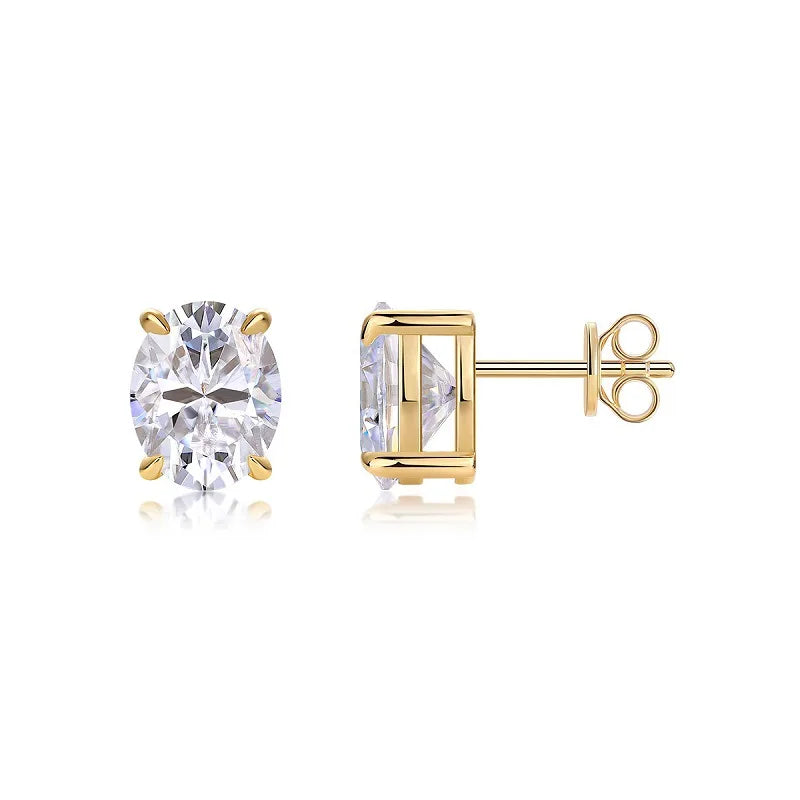 1-4CT Oval Moissanite Stud Earrings for Women Men Certified Lab Grown Diamond Solid 925 Silver Plated 18k Gold Ear Studs Jewelry