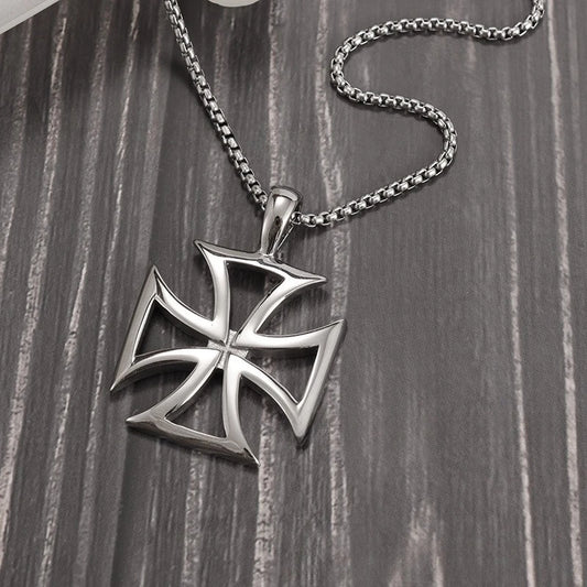 メンズネックレス 中空メタルクロスペンダント パーソナライズされたナイトテンプルファッションジュエリーアクセサリーギフト 誕生日 クリスマスギフト