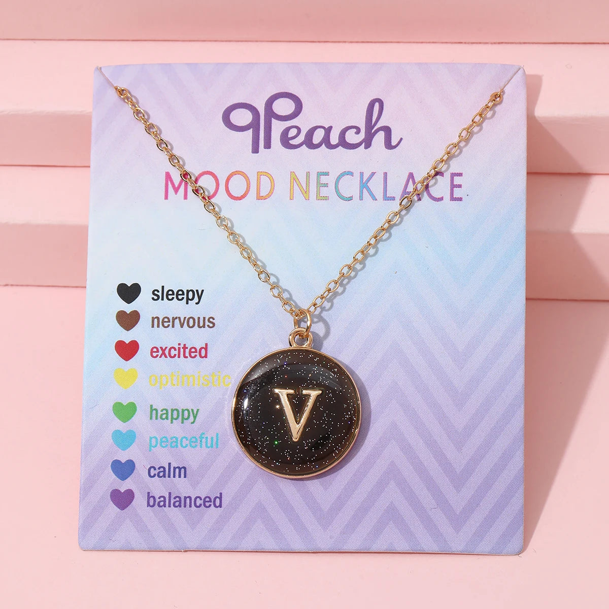 Fashionable Temperature-Sensitive Color-Changing 26 Letters Pendant Necklace Zinc Alloy Mood Regulation Chain Jewelry Accessory