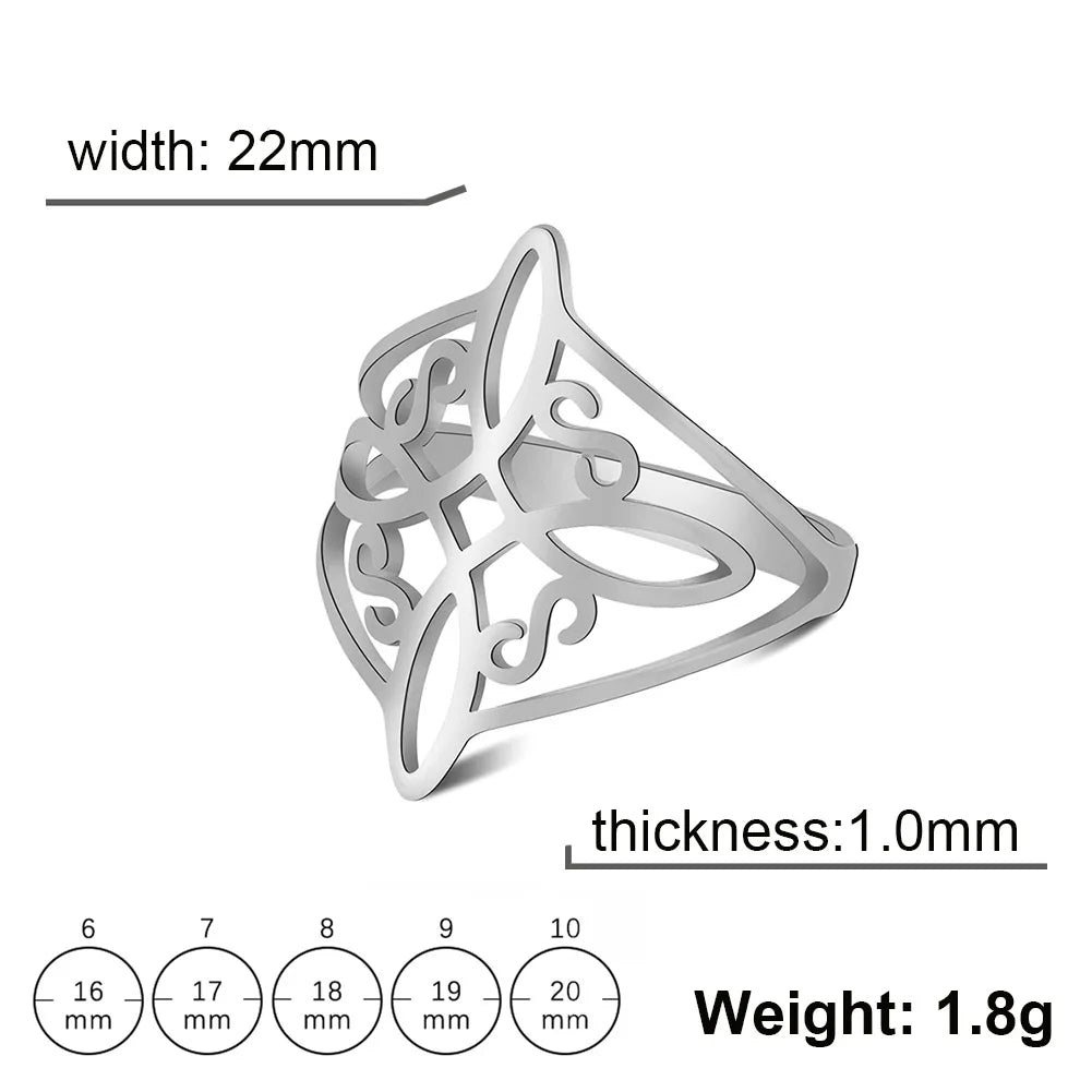 Witch Knot Stainless Steel Ring Wiccan Cross Celtics Knot Women Men Rings Witchcraft Good Luck Protection Amulet Birthday Gifts