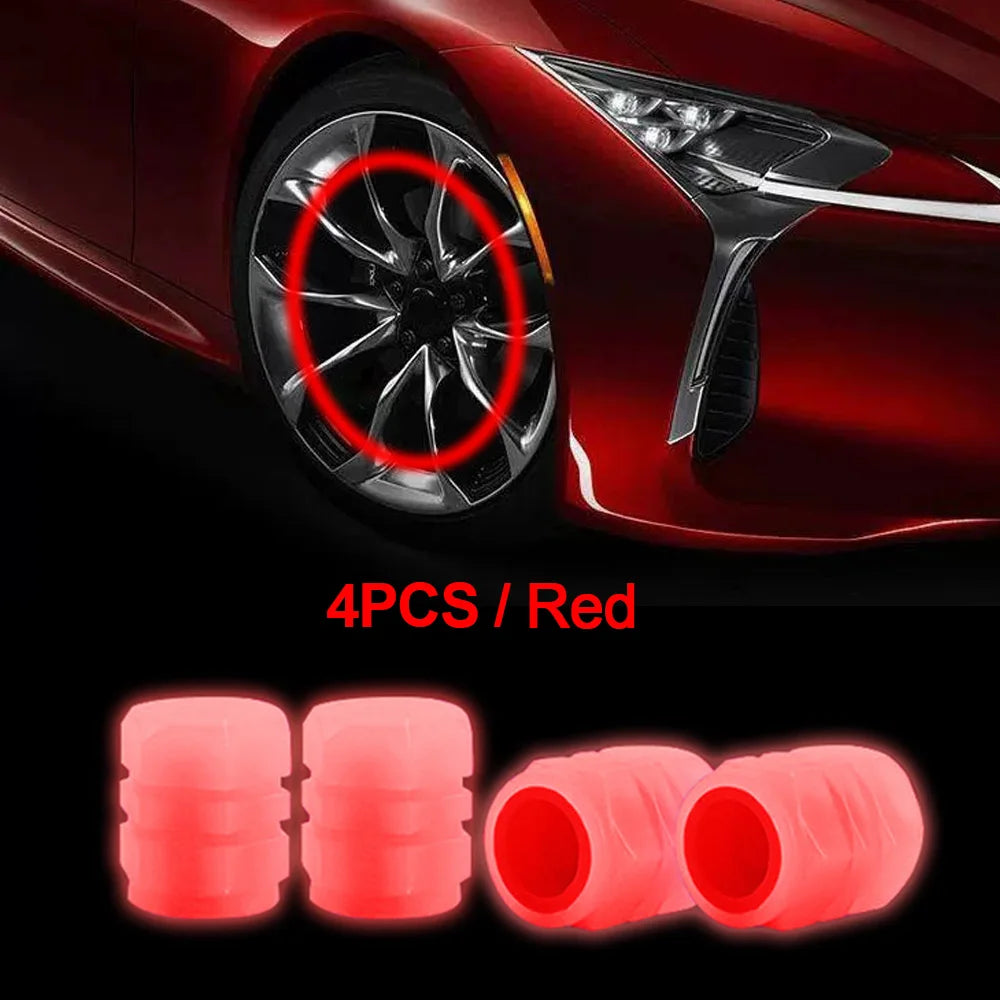 Mini Car Tire Valve Caps Luminous Valve Stem Caps Universal Fluorescent Tyre Nozzles Cover Tyre wholesale