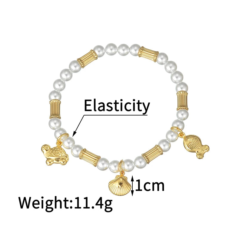 Fashion High Quality Shell Pearl Bracelet Stainless Steel Gold Color For Women Bangle Girl Jewelry Gift