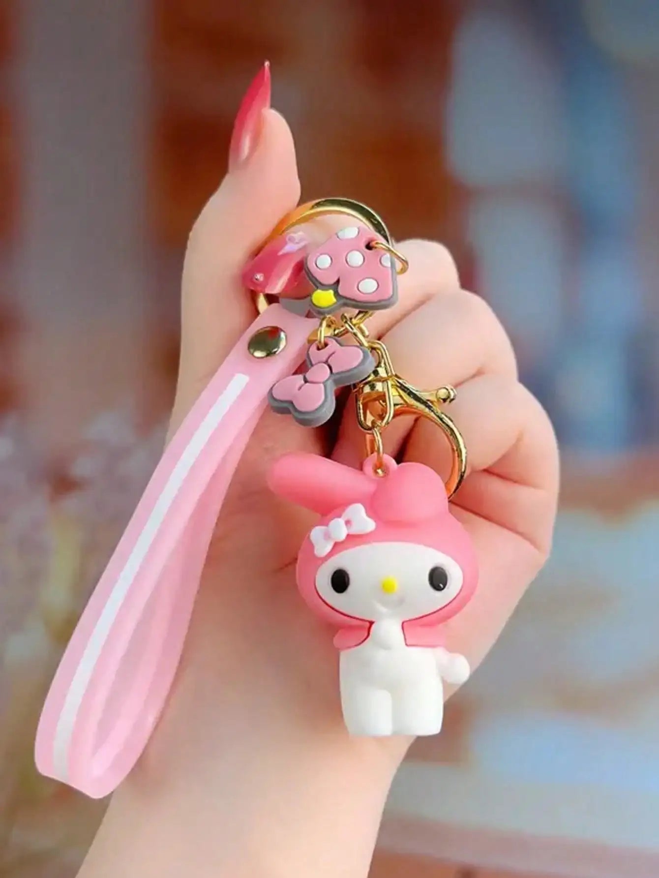 1Pc Adorable Cartoon Kuromi Hello Kitty Keychain - Y2K Style PVC with Cute Design for Women- Schoolbag Decor Accessory