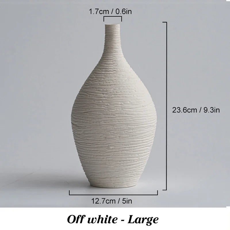 White Ceramic Vase Decoration for Home Nordic Luxury Narrow Mouth Flower Pot Living Room Interior Office Desktop Decor Gift