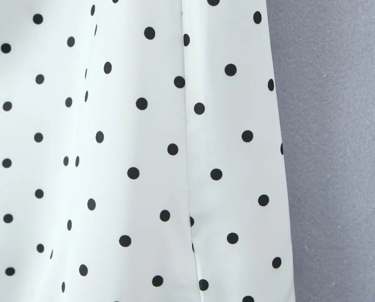 YENKYE 2025 Women Vintage Black White Polka Dot A-line Knee Length Skirt Sexy Low Waist Holiday Summer Skirts