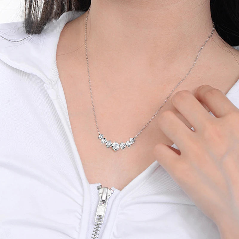 U-Smile Moissanite Necklace D VVS1 for Women D Color Sparkling Lab Diamon Luxury Necklaces 925 Sterling Silver with Certified