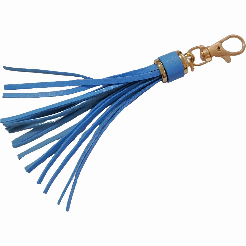 Hot selling copper alloy lobster buckle leather tassel pendant keychain bag accessories for women