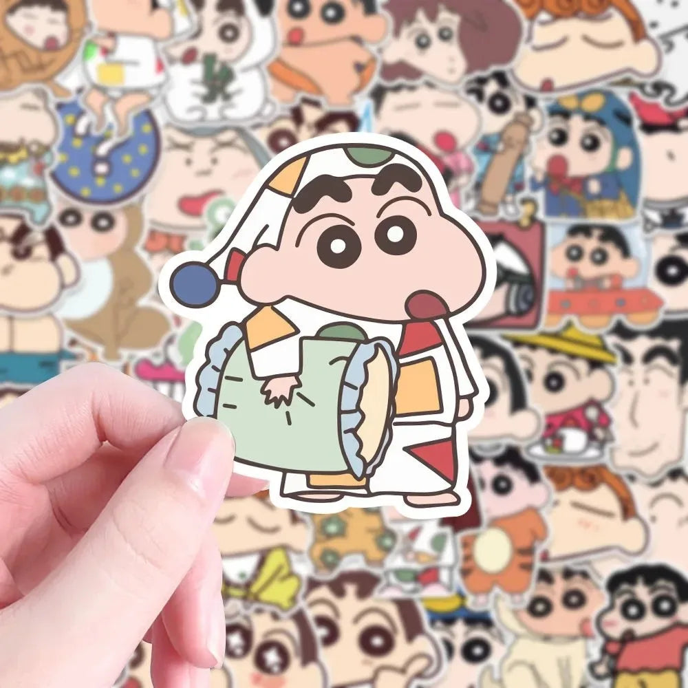 100PCS Cartoon Crayon Shin Chan Stickers Kawaii Anime Decals for Car Laptop Phone Stationery Decor Sticker Kids Toys