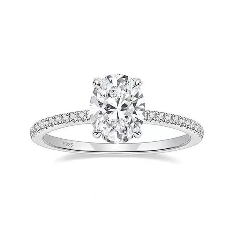 KNOBSPIN 1/2/3ct D Color Oval Cut Moissanite Ring S925 Sterling Sliver Plated 18k White Gold Wedding Engagement Rings For Women