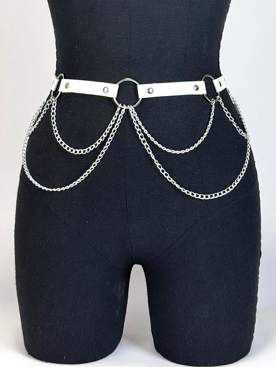  Women Sexy Leather Harness Belt Waist Chain Harness Fashion Waistband Accessory Leisure Punk Gothic Clothing Jewelry Belt