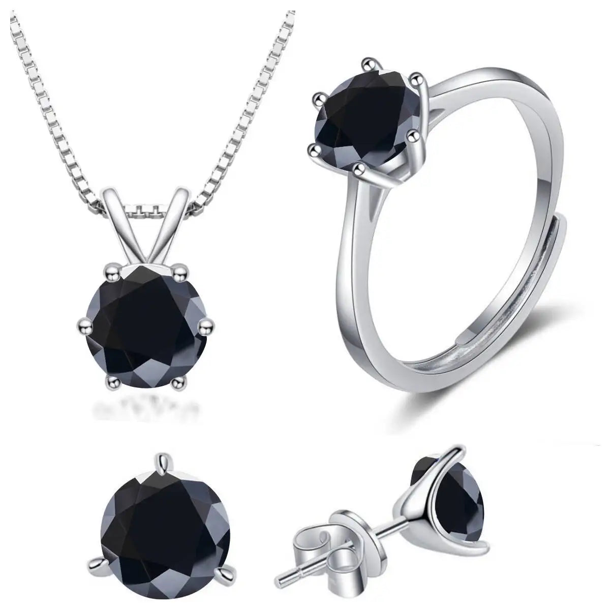 925 Sterling Silver 1CT*4 D Color Moissanite Ring Earring Necklace Set Fine Jewelry Set Elegant Ladies Jewelry For Party Wedding