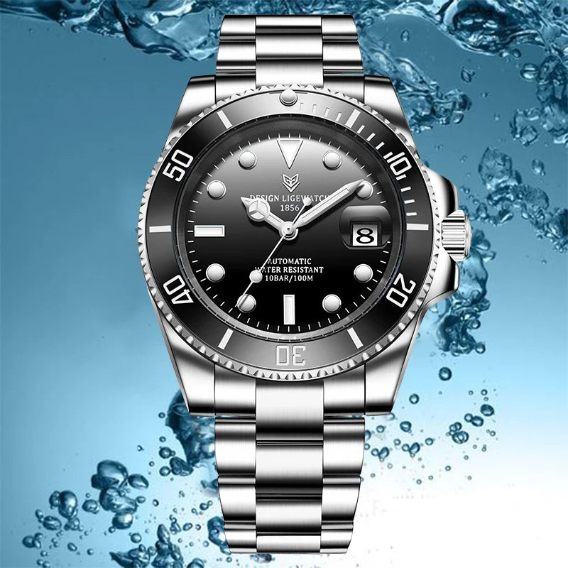 LIGE Top Brand Luxury Mechanical Man Watch Fashion Casual Sports Automatic Watches for Men Stainless Waterproof Tourbillon Clock
