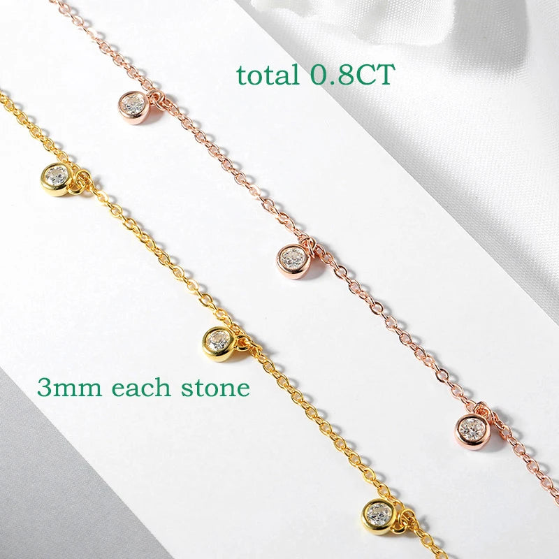Smyoue Certified Bubble 8 Stone 100% Real Moissanite Necklace Pendant Classic Women's Neck Chain Sterling Silver 925 Plated 18K