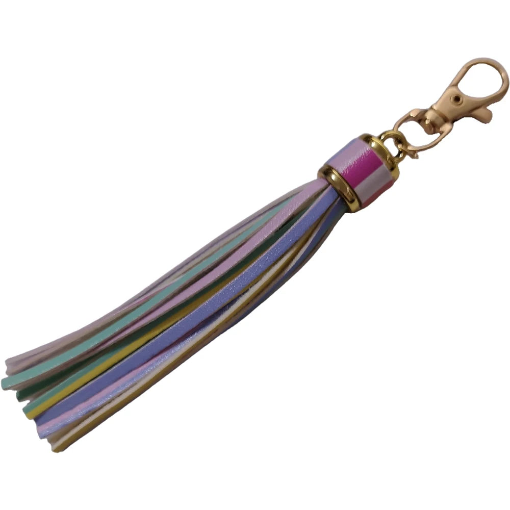 Hot selling copper alloy lobster buckle leather tassel pendant keychain bag accessories for women