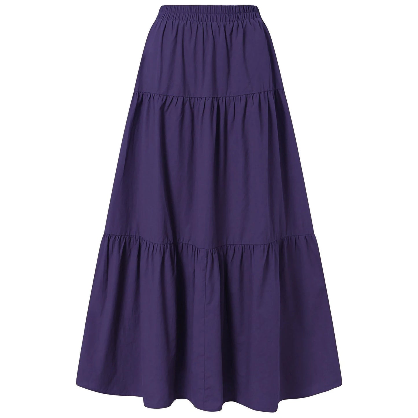 Women´s Casual Long Skirts Solid Color Pleated Big Hem Elastic Waist Loose Fit Skirts Simple Style Bottoms