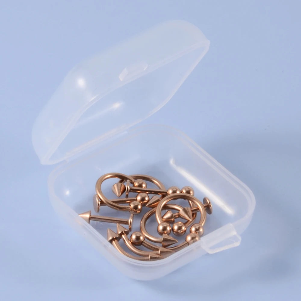 12pcs/Set Surgical Steel Silver Color Gold Plated Black Rainbow Ear Nose Eyebrow Labret Basic Piercing Jewelry Set 8mm