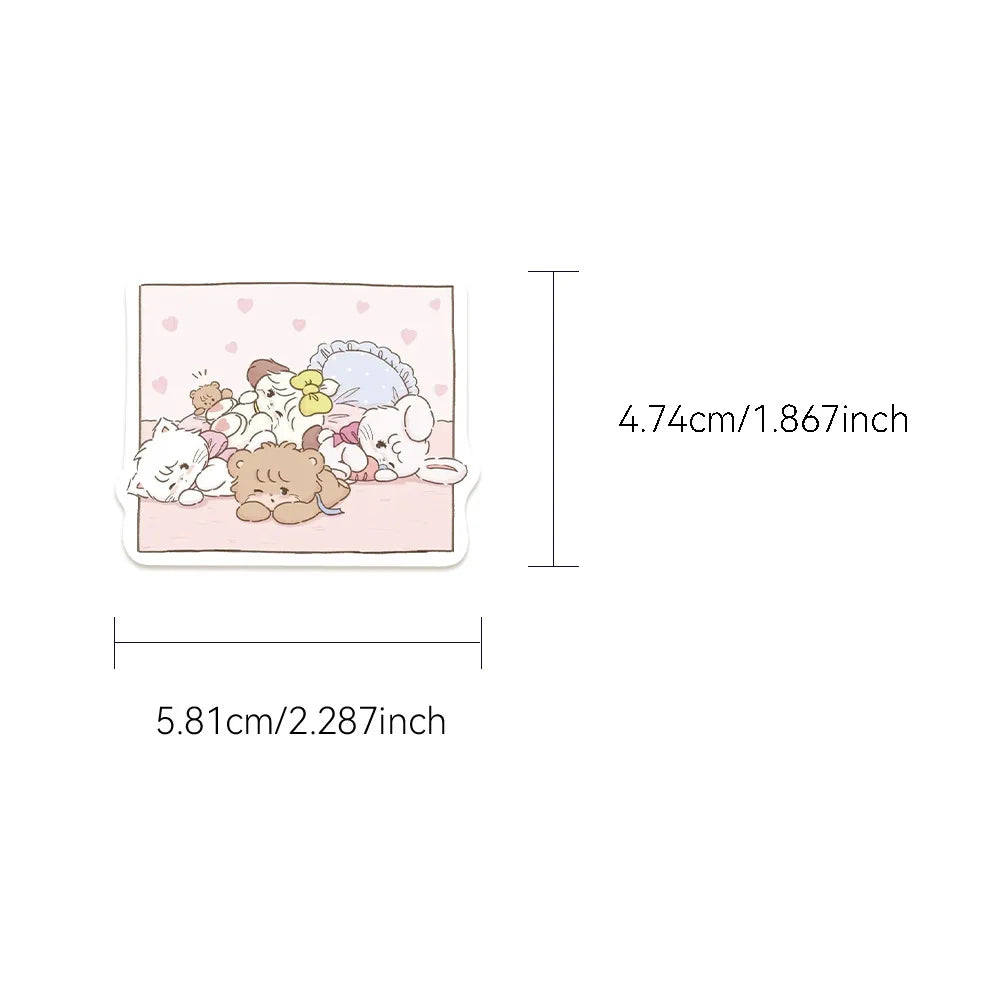 60Pcs Mikko Kawaii Kitty Bear Cartoon Stickers Aesthetic Scrapbooking Laptop Luggage Waterproof Cute Stickers for Kids Girls