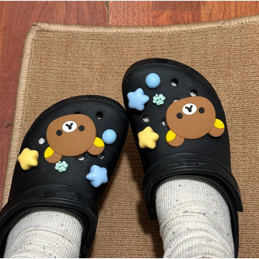 10pcs Shoes Charms Removable Cute Bear Stars Shoe Accessories for Girls Summer Shoes DIY Gift