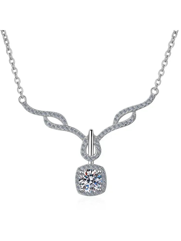 925 Sterling Silver Moissanite Luxury Fashion Four-clawed Female 80 Cent Pendant Necklace Certified