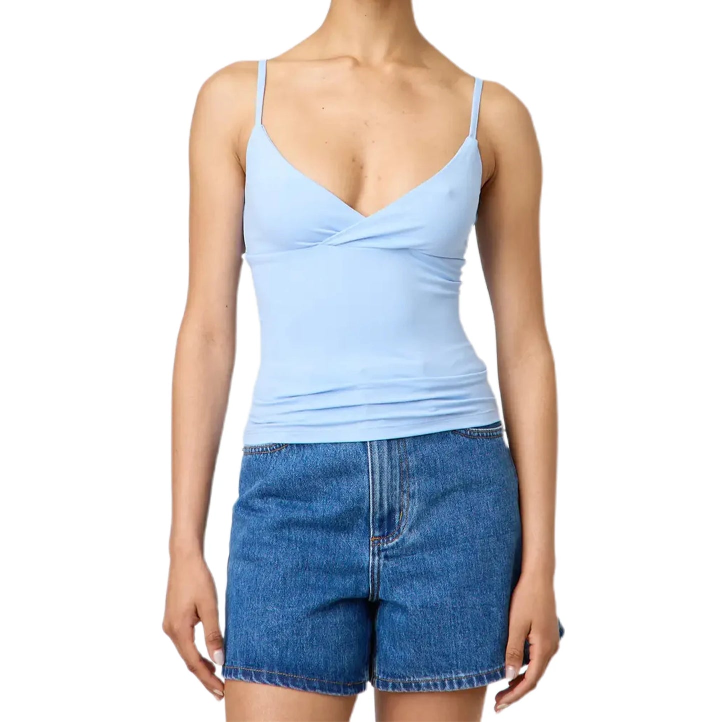 Y2k Clothes Women's Summer Cropped Cami Tops Sleeveless Open Back V Neck Solid Color Slim Fit Tank Tops