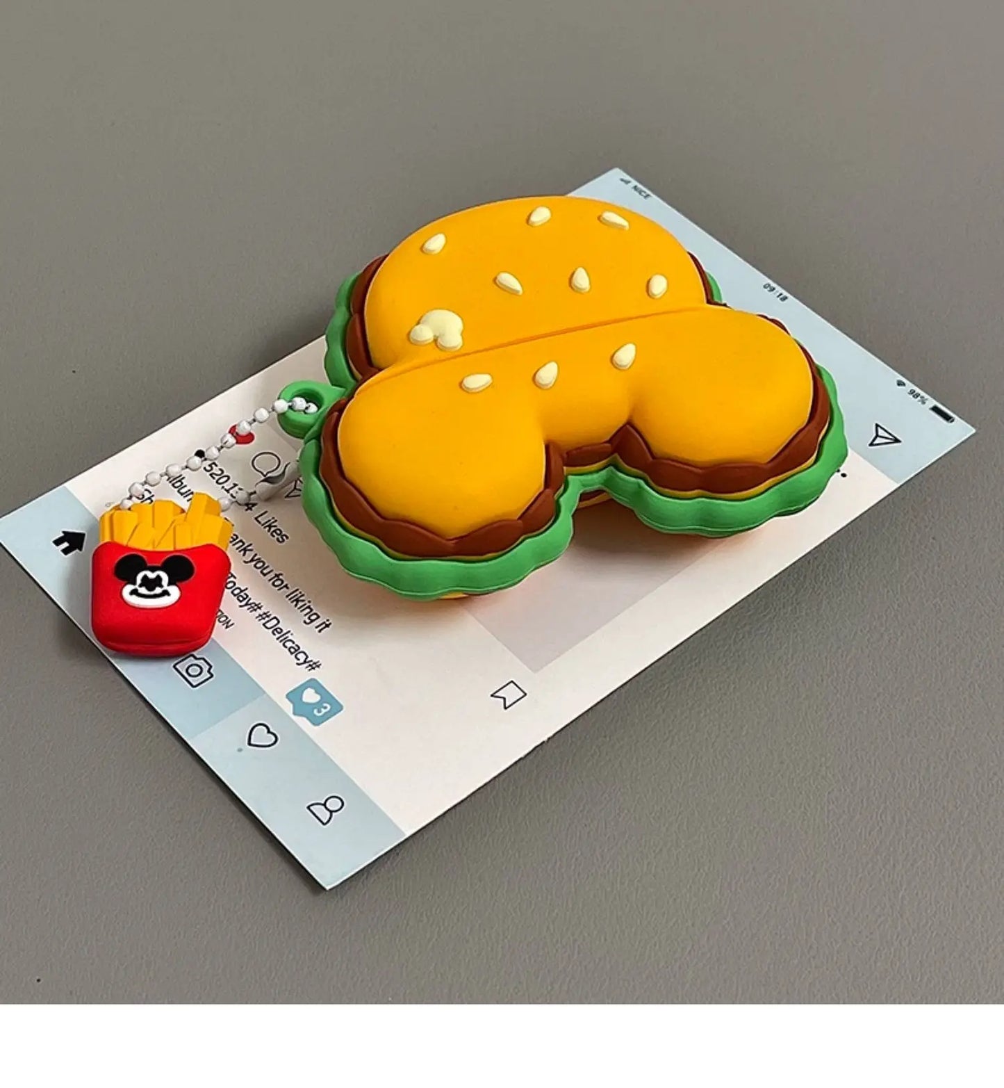 For Airpods 1 2 3 4 Pro Pro 2 Mickey Burger Silicone Earphone Case Accessories Cover