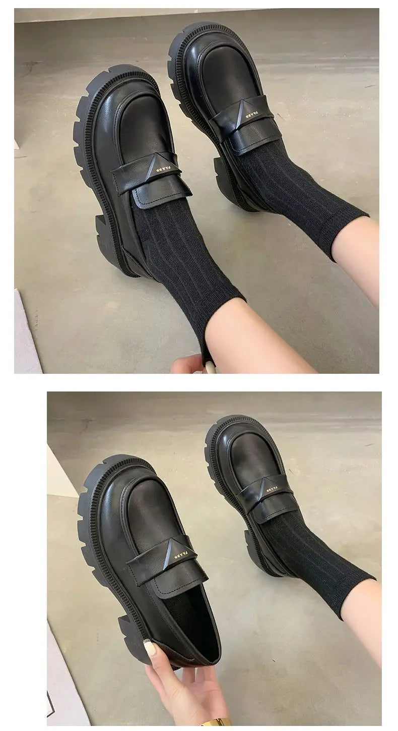 Women's Summer Footwear Loafers Shoes for Woman 2024 Office Round Toe Black Low Heel Elegant with Discount Genuine Mark Stylish