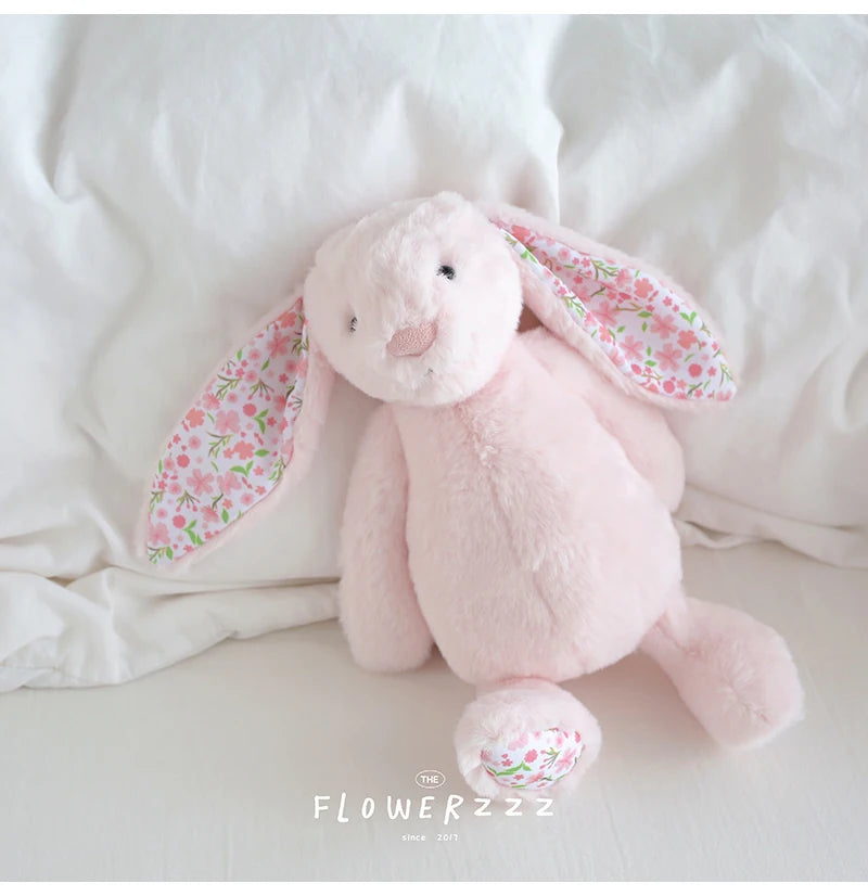30cm Bonnie Rabbit Floral Ears Plush Toys Cartoon Stuffed Bunny Dolls Children's Room Decor Toy Soft Birthday Gifts For Girl