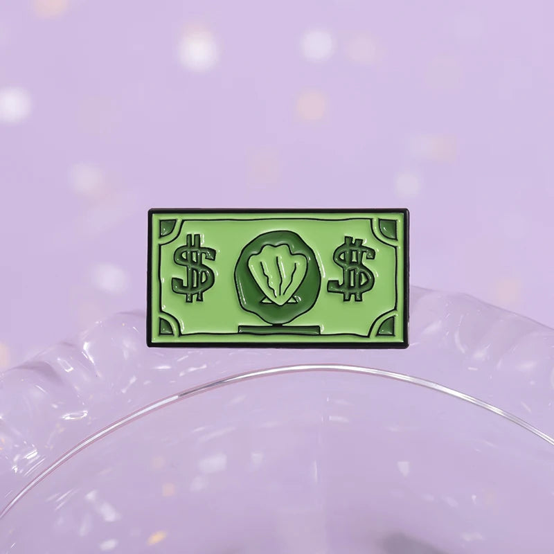 Funny Comedy Anime Dollar Money Credit Card Enamel Pins Cartoon Anime Inspiration Metal Brooches Decorative Lapel Badges Jewelry