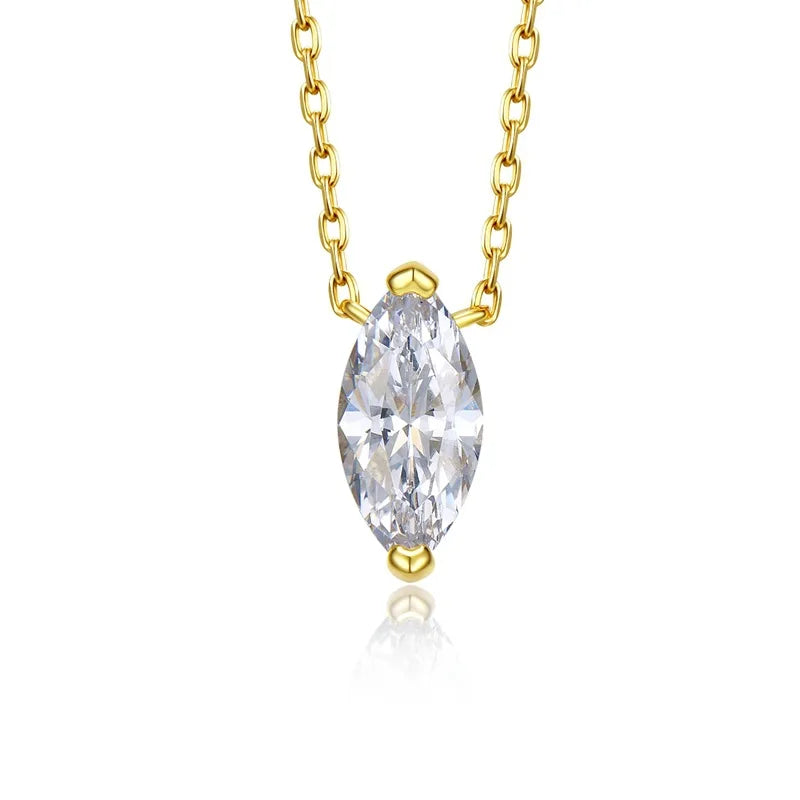 1CT Marquise Moissanite Pendant Neckalce 925 Sterling Silver Plated Gold Water Drop Diamond Necklaces Certified For Women Daily
