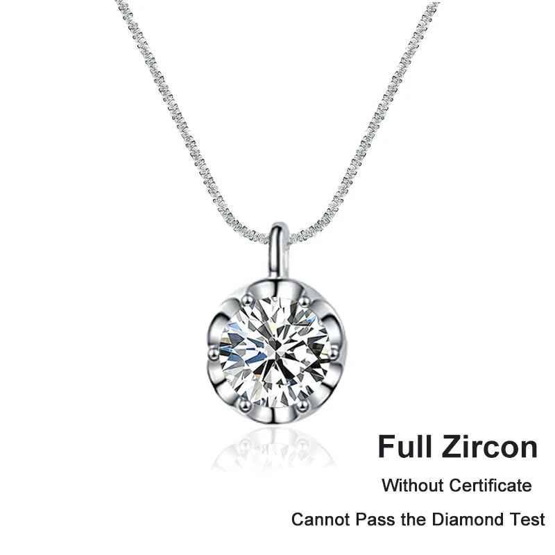 Tezzc 2CT Real Moissanite Pendants Necklaces for Women Party Wedding 925 Sterling Silver Diamond Fine Jewelry Wholesale