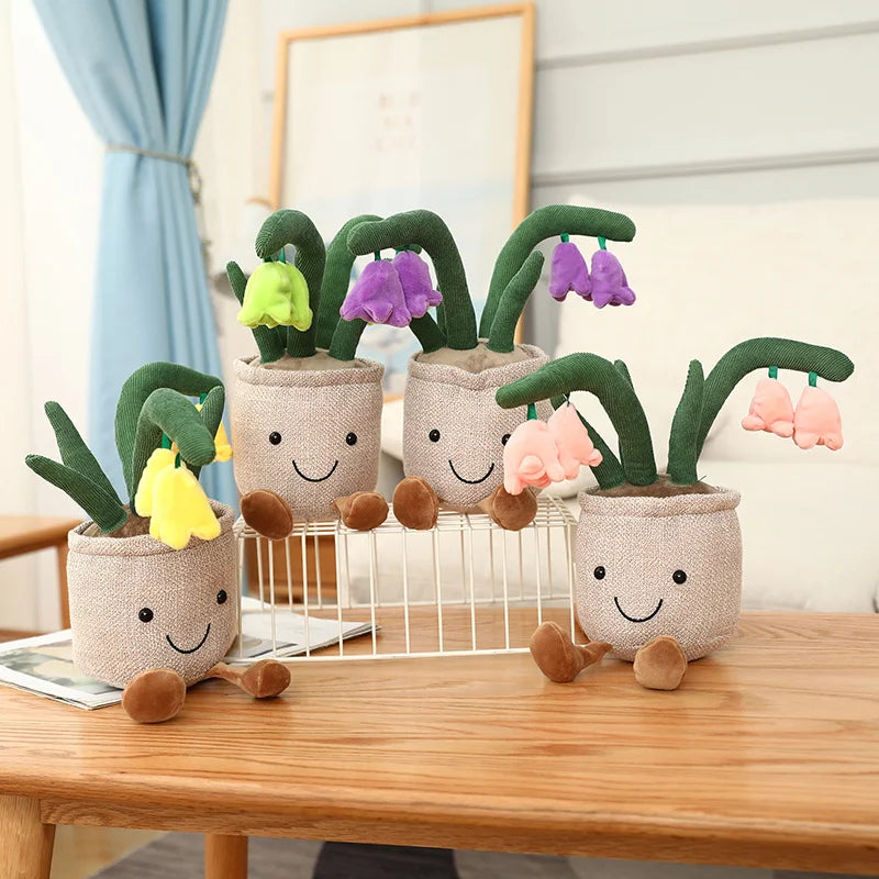 25cm Simulation Cartoon Plant Pot Series Plush Doll Succulent Tulip Lily Plush Toy Home Decor Living Room Bedroom Gift For Girls