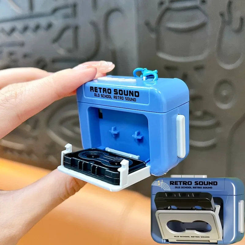 1/2Pcs Retro Recorder Keychain 15S Recorder Cassette Tape Keyring Student Bag Pendant Couple Friends Gift