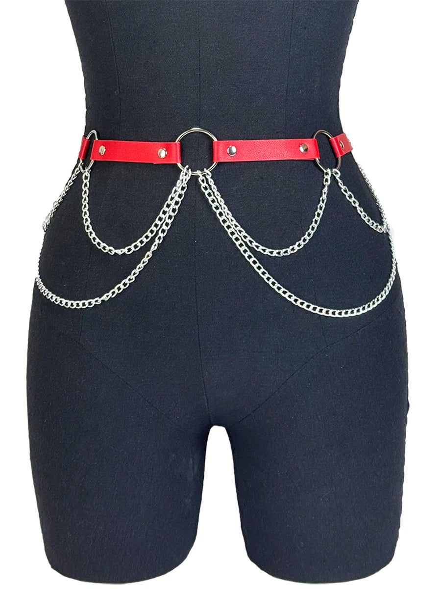  Women Sexy Leather Harness Belt Waist Chain Harness Fashion Waistband Accessory Leisure Punk Gothic Clothing Jewelry Belt