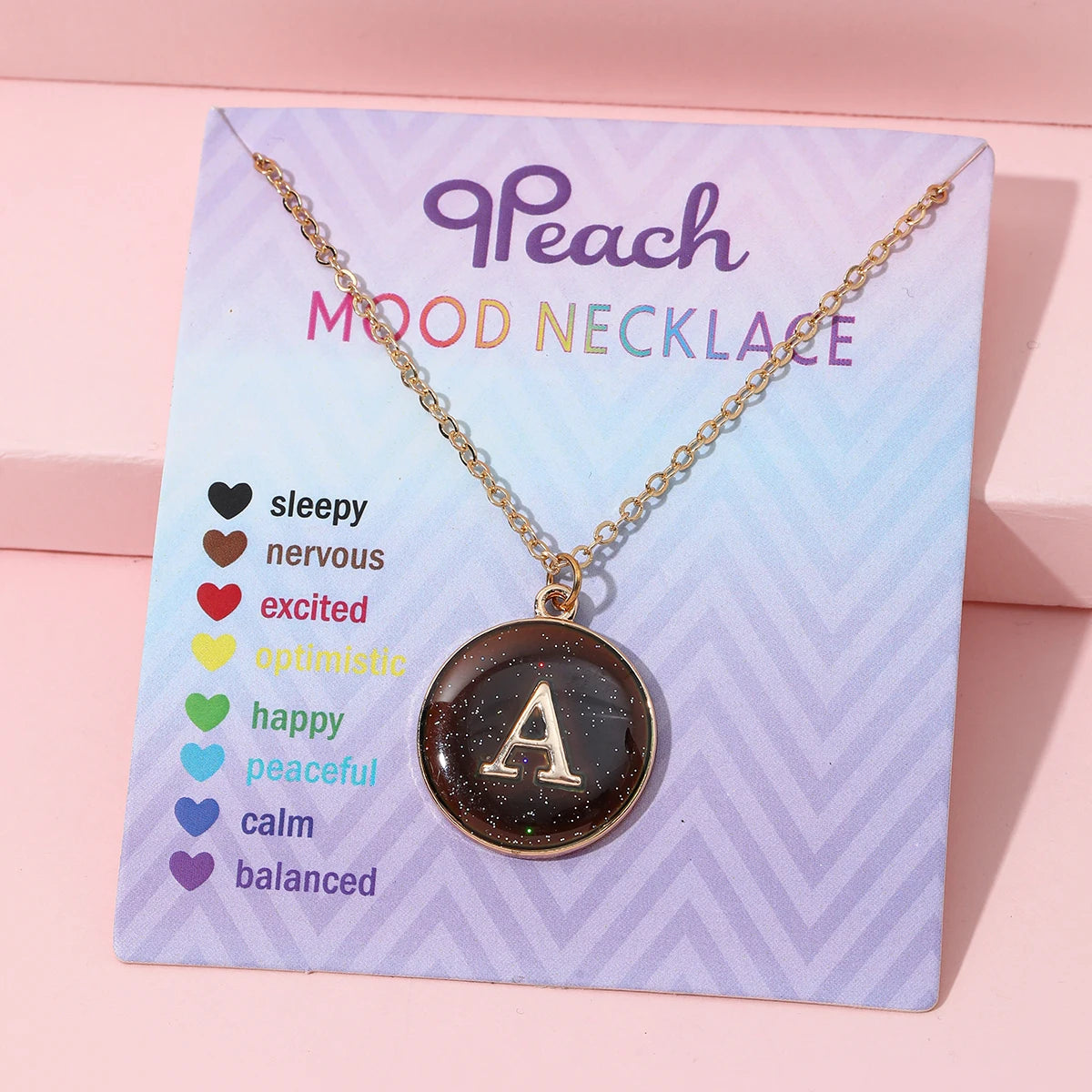 Fashionable Temperature-Sensitive Color-Changing 26 Letters Pendant Necklace Zinc Alloy Mood Regulation Chain Jewelry Accessory