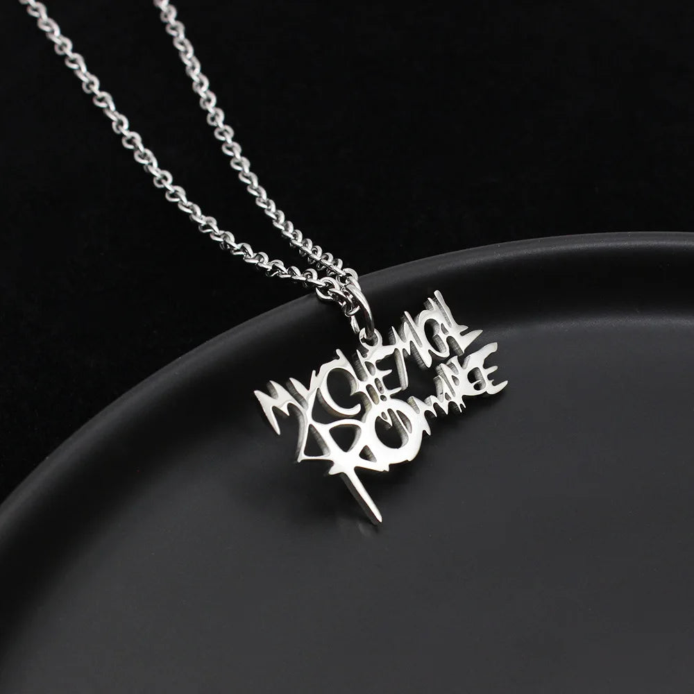 Rock Band My Chemical Romance Necklaces Cosplay MCR Stainless Steel Pendant Necklace Fashion Geometric Jewelry Gifts