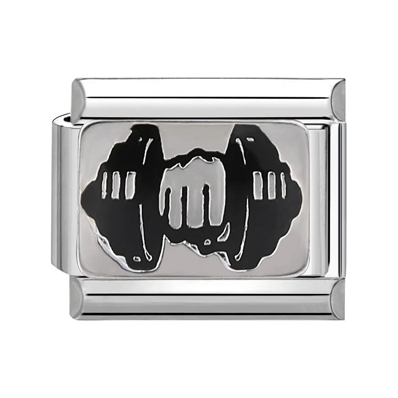 Fashion Charm Bracelet Checkerboard Panda Elephant Charm Italian Links Fit 9mm Bracelet Stainless Steel DIY Making Jewelry