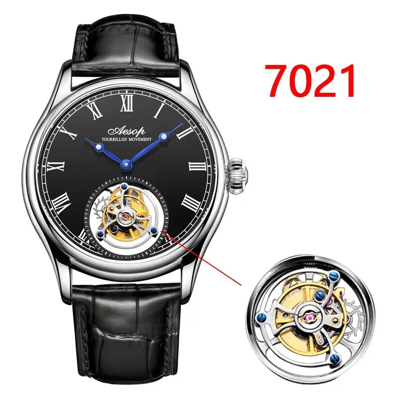 Aesop Real Flying Tourbillon Movement Mechanical Watches Luxury Watch for Men Skeleton Tourbillon Watch Sapphire 2025 NEW