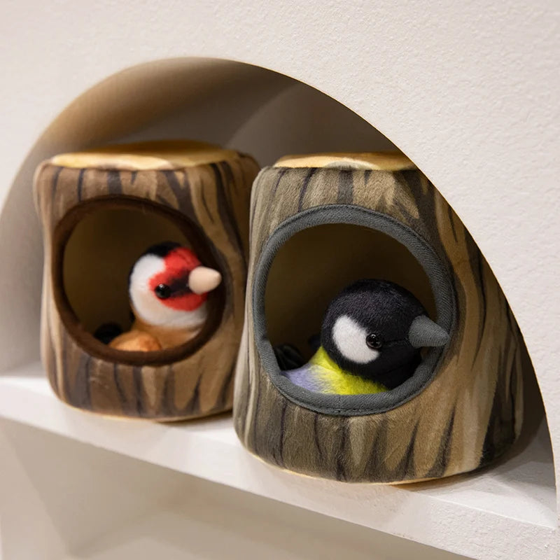 Creative Plush Tree House and Bird Doll Toys Simulation Stump Stuffed Cute Animal Doll Home Office Decor Funny Gift for Girls