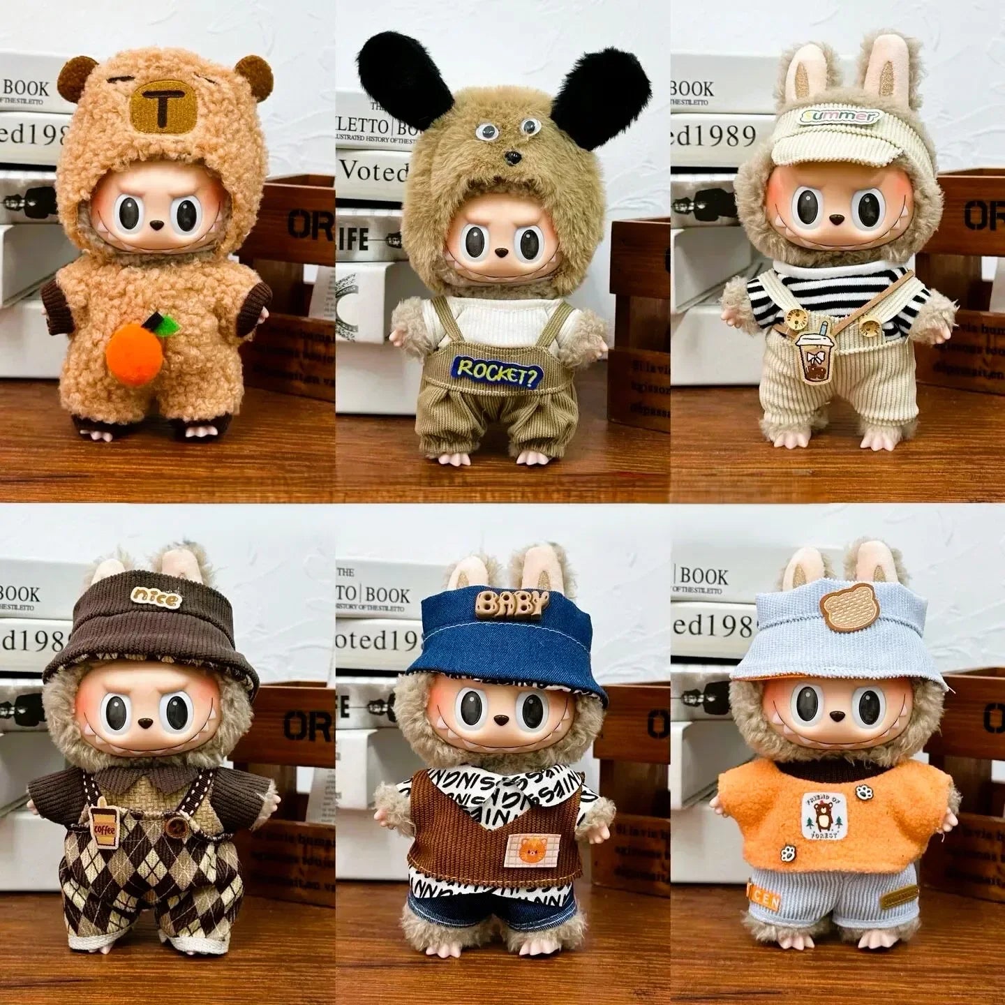 17cm Labubu Doll Clothes Set - Cute Plush Ropa Outfit with Multiple Styles, Trendy Kawaii Play Clothing & Accessories for Dolls