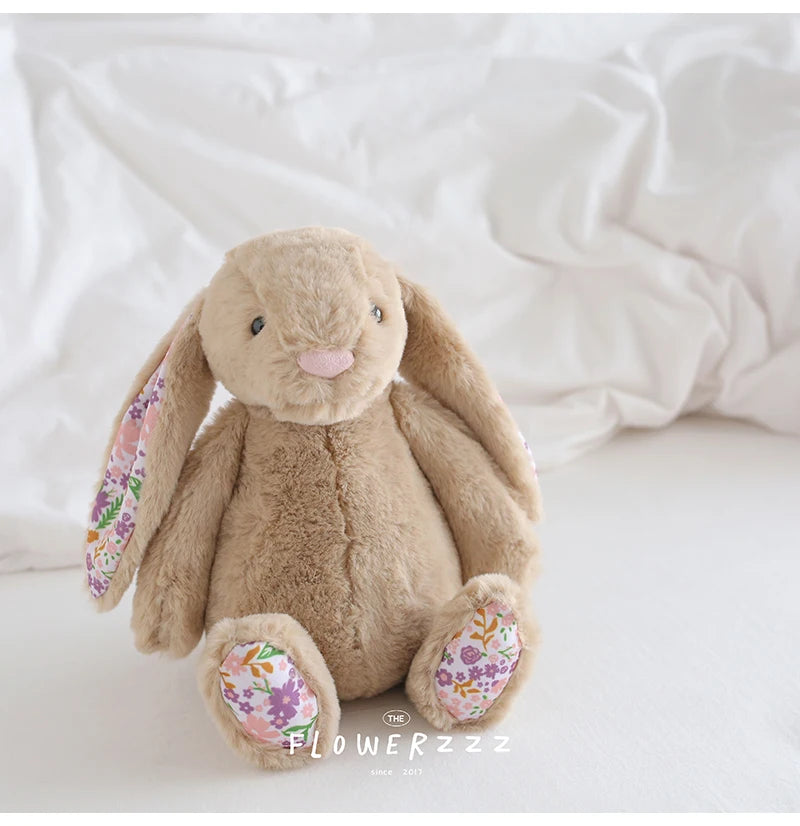 30cm Bonnie Rabbit Floral Ears Plush Toys Cartoon Stuffed Bunny Dolls Children's Room Decor Toy Soft Birthday Gifts For Girl