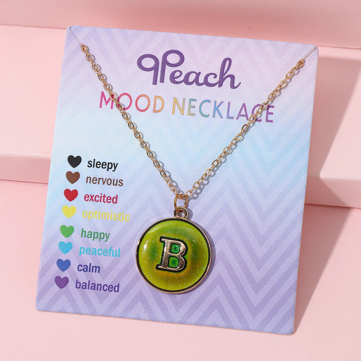 Fashionable Temperature-Sensitive Color-Changing 26 Letters Pendant Necklace Zinc Alloy Mood Regulation Chain Jewelry Accessory