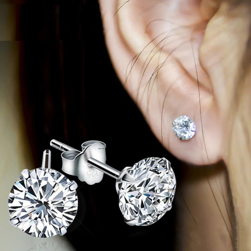 D Color 1CT Moissanite Stud Earrings 925 Sterling Silver Brilliant Round Cut Lab Created Diamond Jewelry Brincos For Women