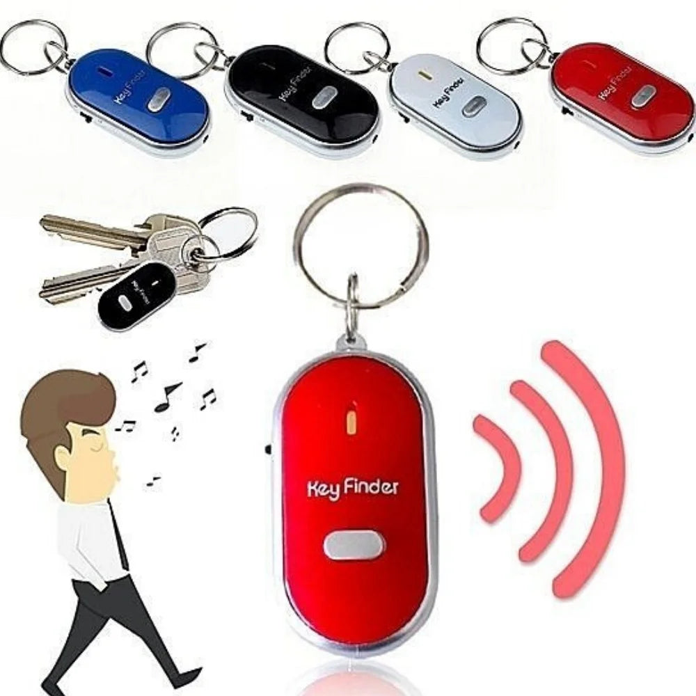 Anti-Lost Key Finder Keychain Flashing Beeping Alarm Key Locator Sound Control Smart Finder With LED Whistle Women's Men's Gift