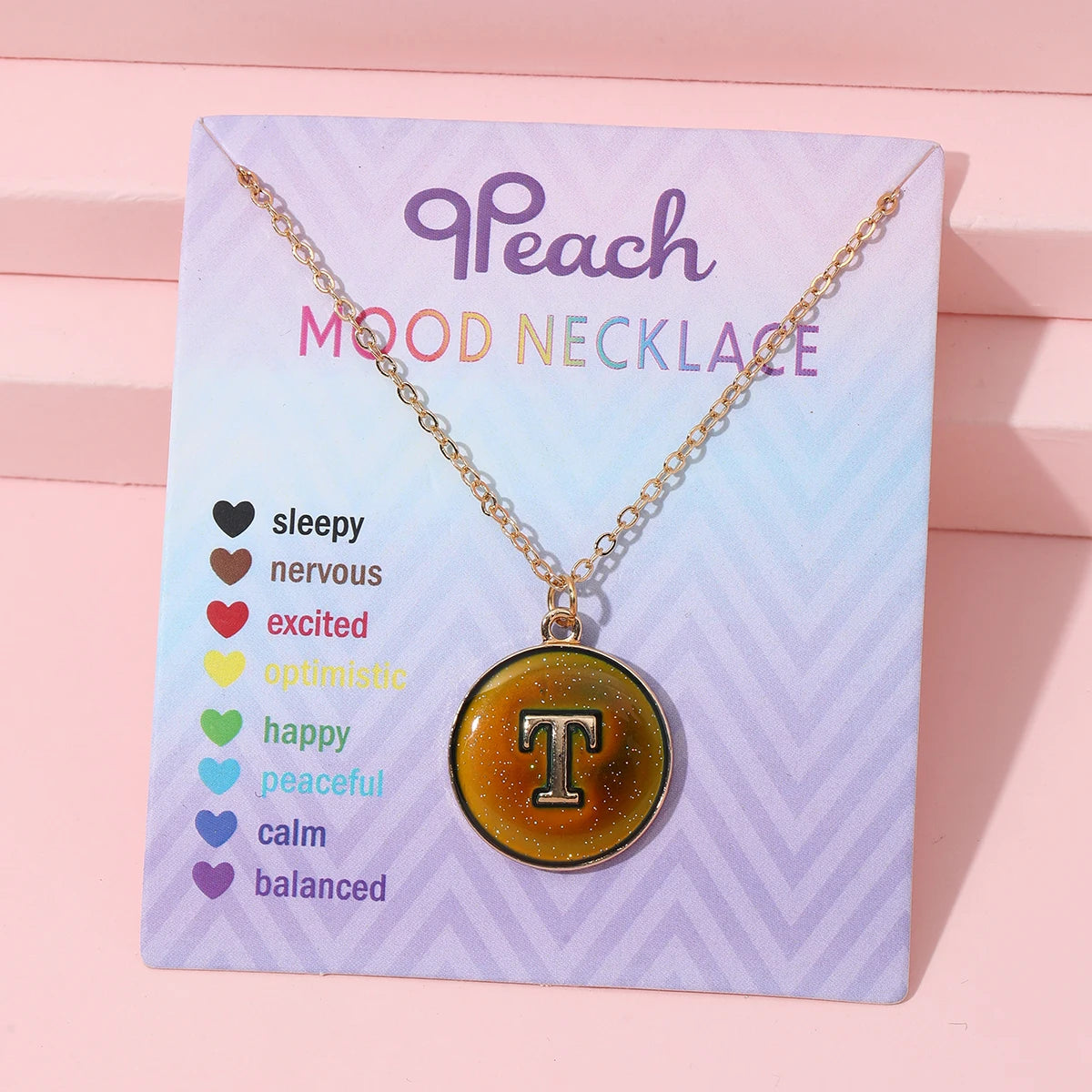 Fashionable Temperature-Sensitive Color-Changing 26 Letters Pendant Necklace Zinc Alloy Mood Regulation Chain Jewelry Accessory