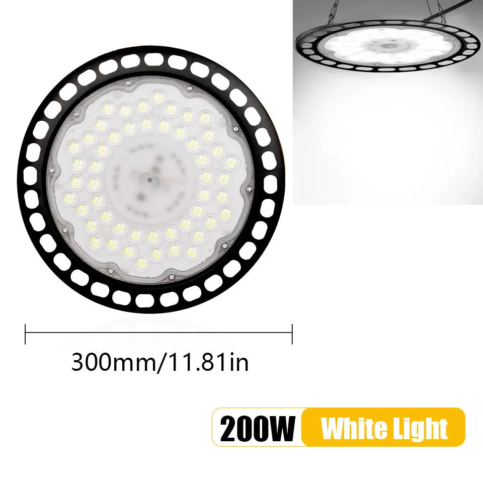 UFO High Bay Light 100W 150W 200W 300W LED Super Bright Waterproof Commercial Industrial Market Warehouse Garage Workshop Lamps