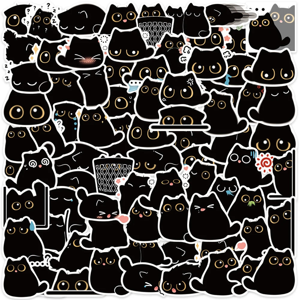 10/20/40/80枚 ブラックキャット かわいい ステッカー ヴィンテージ DIY ノートブック スクラップブッキング バイク ノートパソコン 荷物 グラフィティ デカール