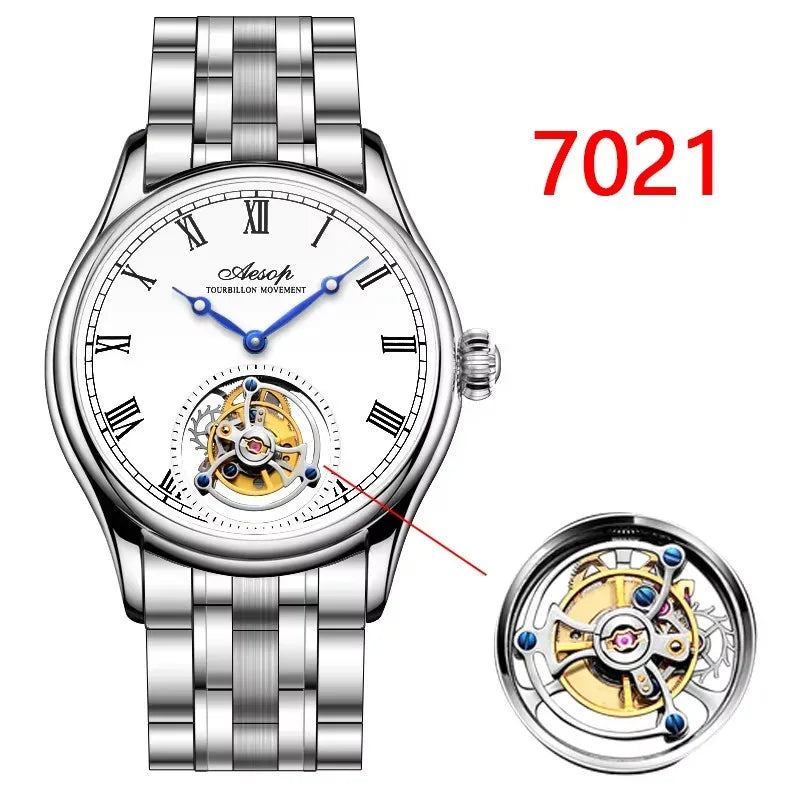 Aesop Real Flying Tourbillon Movement Mechanical Watches Luxury Watch for Men Skeleton Tourbillon Watch Sapphire 2025 NEW