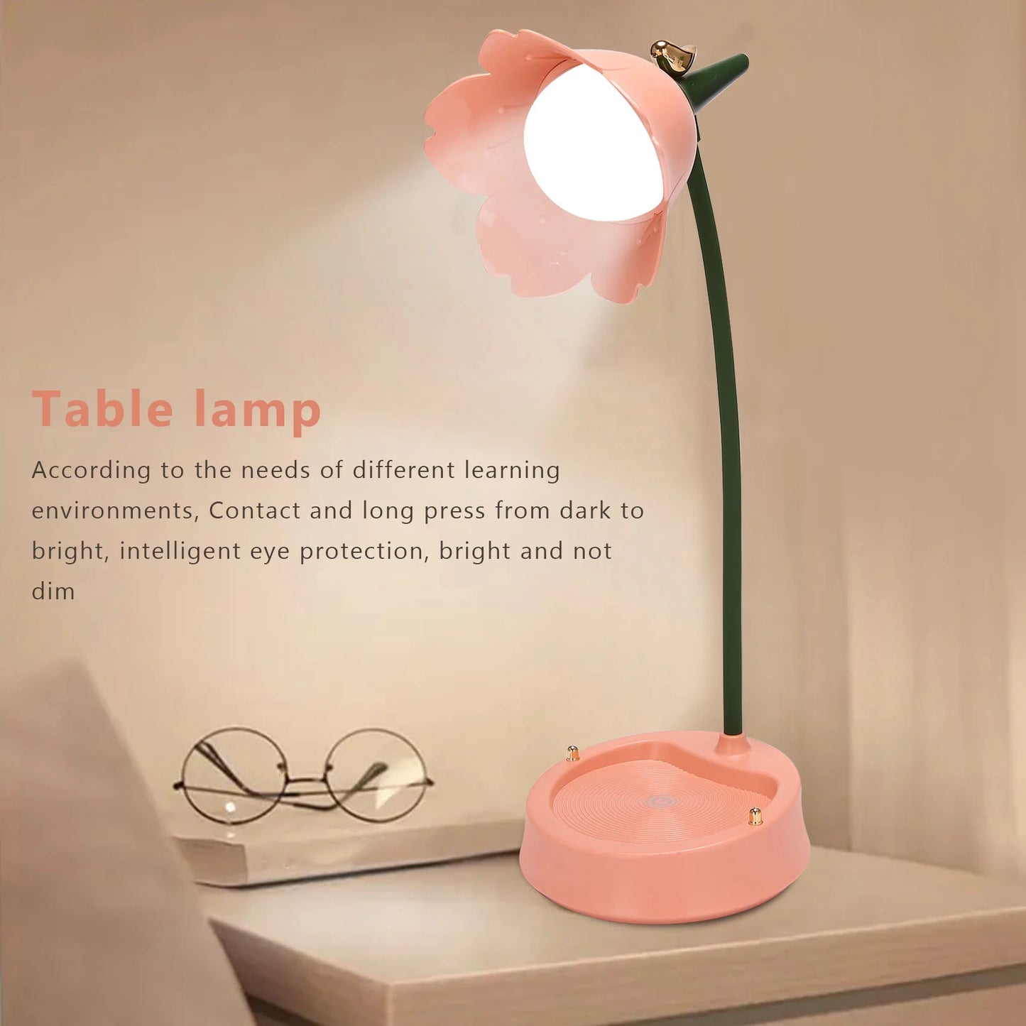 A50I Flower LED Desk Lamp Student Bedroom Lighting Contact Eye Protection USB