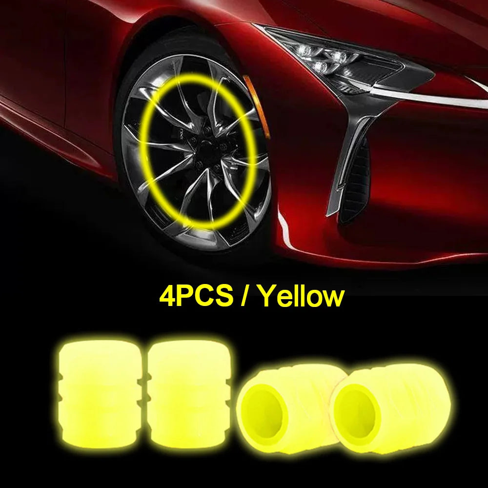 Mini Car Tire Valve Caps Luminous Valve Stem Caps Universal Fluorescent Tyre Nozzles Cover Tyre wholesale