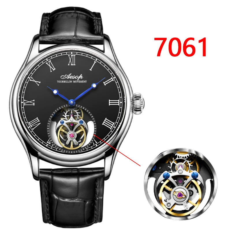Aesop Real Flying Tourbillon Movement Mechanical Watches Luxury Watch for Men Skeleton Tourbillon Watch Sapphire 2025 NEW